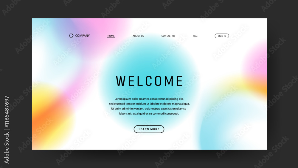 Wall mural abstract wave futuristic design of landing page. trendy gradient mesh website design