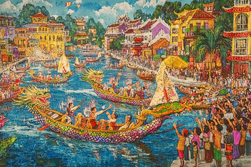 Obraz premium cultural element of Chinese dragon boat festival