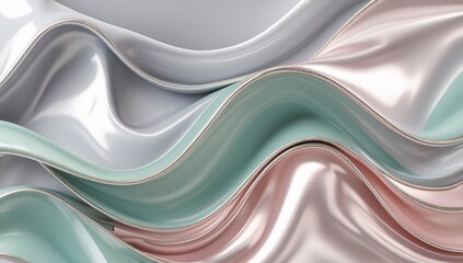 Obraz premium Textural symphony of glossy waves reflecting soft light in a serene pastel palette evoking calmness and elegance