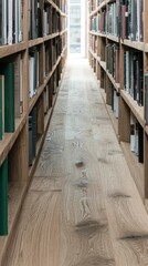 Wooden Floor Library Bookshelves Interior Design