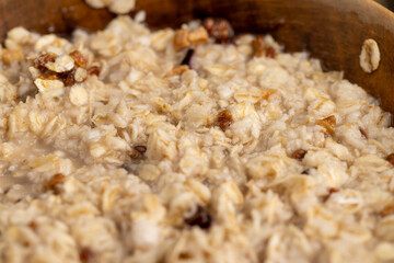oat flakes with the addition of pieces of dried berries and fruits