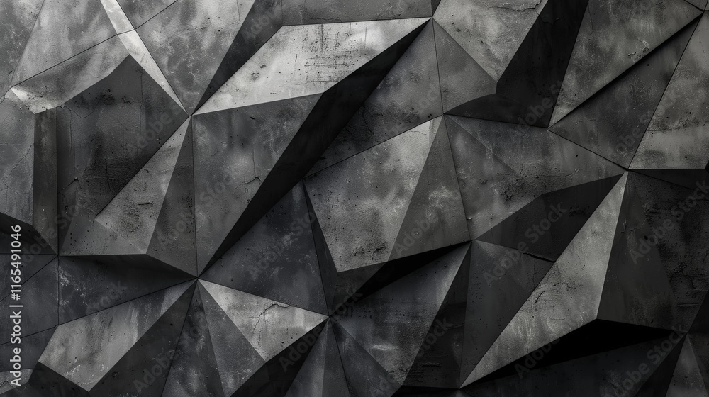 Poster dark concrete geometric wall creating an abstract and modern background, ideal for architecture and 