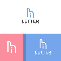 Creative HI, IH letter logo design template elements. Modern abstract digital alphabet letter logo.