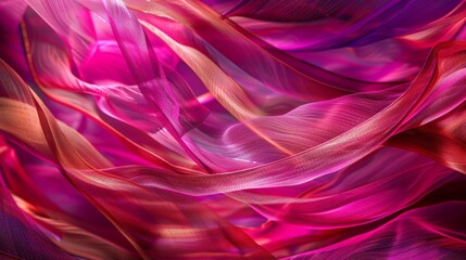 Obraz premium Flowing lines of pink and orange fabric create a dynamic abstract wallpaper background, showcasing elegant curves and soft textures