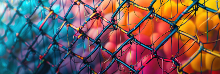 Fototapeta premium Vivid Colors Behind a Chain-Link Fence