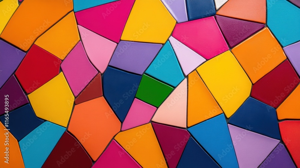 Aufkleber vibrant abstract mosaic of irregularly shaped, colored pieces, creating a dynamic and visually appea