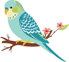 Budgie Bird Stencil Art Simple Illustration