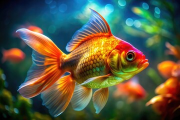 4K Goldfish Tilt-Shift Photography, Realistic Fish, Artistic, Detailed, Aquarium, Macro, Golden Fish,  High Resolution