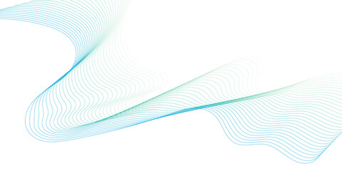 Abstract blue smooth waves on white background Design element for technology, science