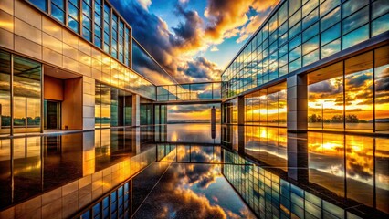 Fototapeta premium Abstract Architectural Space, Sky Background, Documentary Photography, AI Art