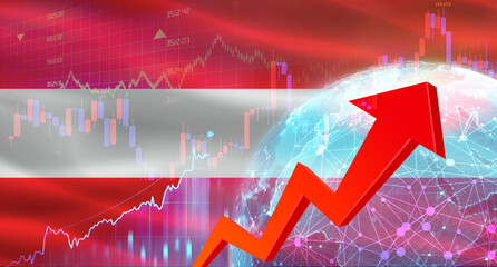 Global financial growth with Austria flag. Financial growth with Austria flag on economic background