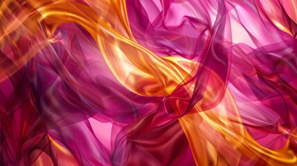 Pink and gold fabric creating an elegant and dynamic abstract composition, suitable for wallpaper or various design projects