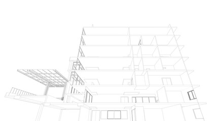 3D illustration of building structure