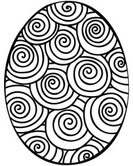 Outline Easter egg in doodle style, creative coloring page for holiday kids and adult activity