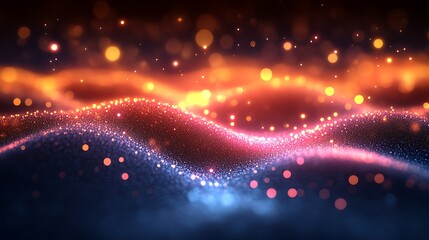 Obraz premium Abstract glowing particles forming wavy landscape