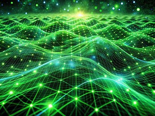 Aerial Digital Waves Green Matrix Cyber Network