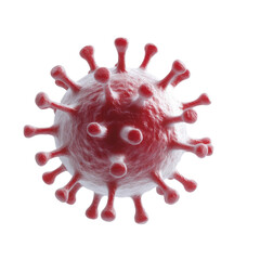 3D model of virus with spikes, representing infectious disease. red and white colors highlight its structure, emphasizing its microscopic nature and potential impact on health