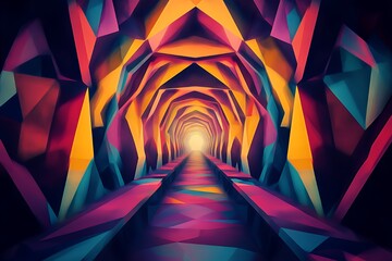 Abstract Colorful Tunnel Leading to Light