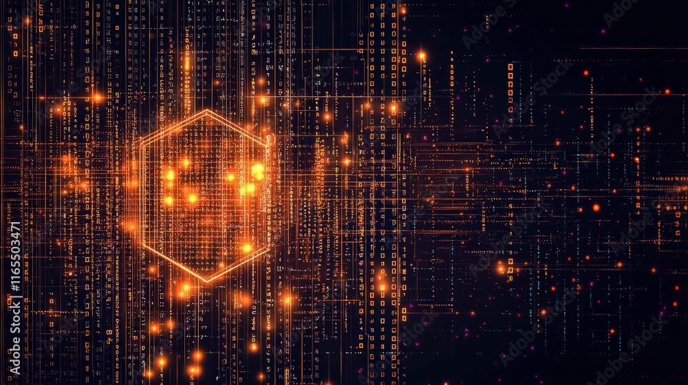 Aufkleber abstract digital background featuring glowing geometric shapes and lines, symbolizing technology and