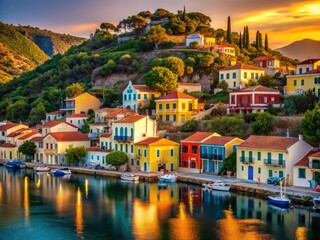 Obraz premium AI Photo: Filiatro, Ithaki, Greece - Greek Island Portrait