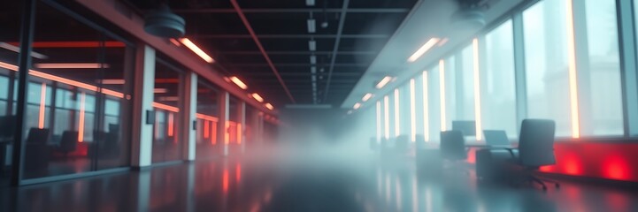 Obraz premium Corporate Office Workspace with Contemporary Blurred Background