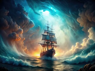 Bermuda Triangle Mystery: Lost Ship in Swirling Mist