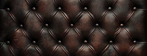 Naklejka premium Dark brown leather background, high resolution, space for text or design