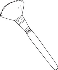 Hand-Drawn Makeup Brush Illustration - Beauty Tool Design