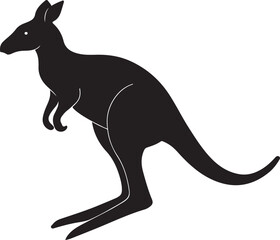 Kangaroo Silhouette Illustration in Black and White