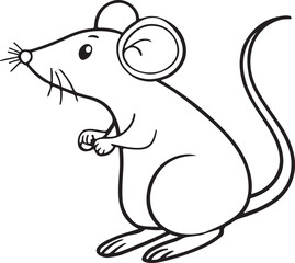 Fototapeta premium Mouse Detailed Line Art Illustration