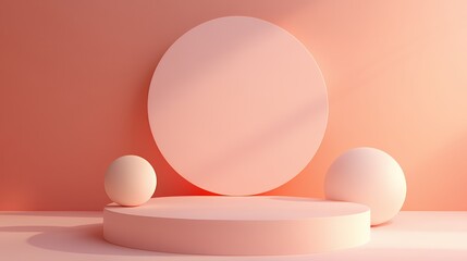 Fototapeta premium Pastel Pink Abstract Geometric Display Scene