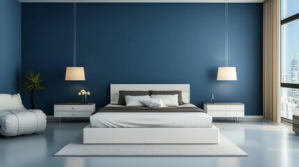 A large white bed with a white headboard and a white footboard