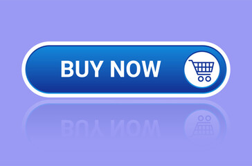 Fototapeta premium Blue CTA button with reflection and text: Buy now.