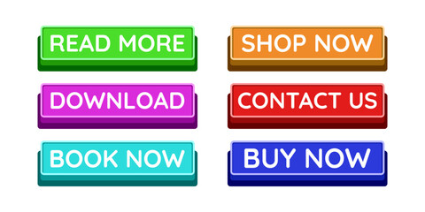 Colorful CTA button set.