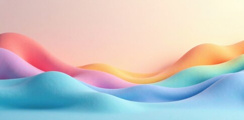 Fototapeta premium Abstract Pastel Hillscape Soft, Undulating Waves of Color in a Dreamlike Setting
