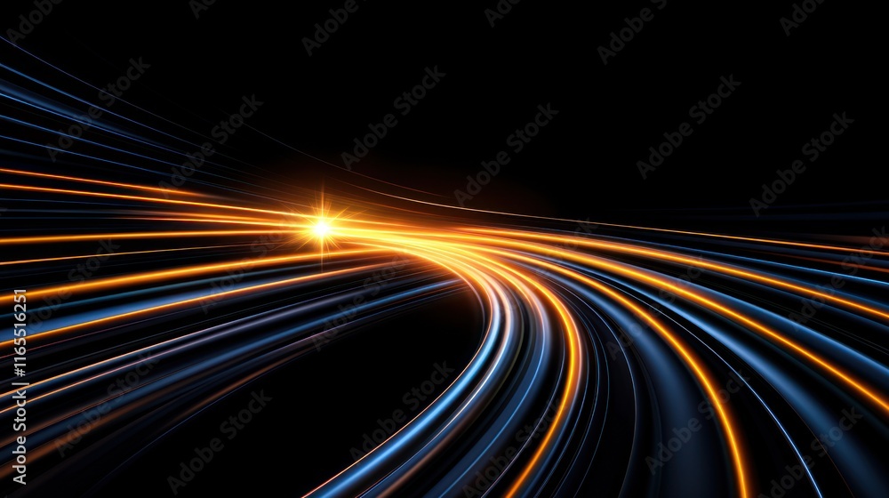 Poster abstract light trails creating a dynamic, futuristic scene.