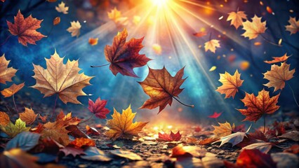 A Symphony of Autumn Colors Fallen Leaves Dancing in the Warm Glow of the Setting Sun