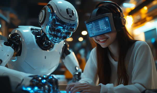 A game developer and an AI creative partner designing a complex video game world, with immersive 3D environment prototypes mater