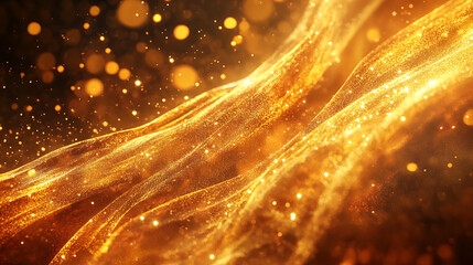 Golden celebration background with glowing light trails and sparkling effects capturing a festive mood 