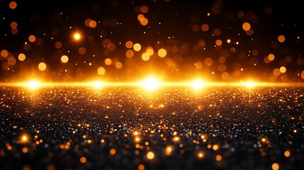 Obraz premium Golden Glitter Background with Bright Lights