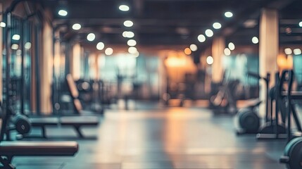 Fototapeta premium Abstract blur fitness gym with equipment for background.