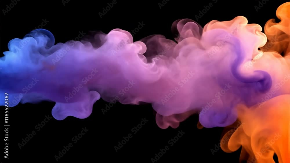 Poster colorful abstract smoke swirls in vibrant shades of purple and orange create mesmerizing texture and