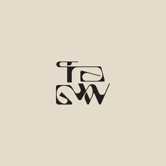 bold style and luxury concept TW elegant initial logo letter curved typography monogram