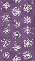 Lavender Christmas Background, Delicate White Snowflakes Pattern on a Textured Purple Backdrop