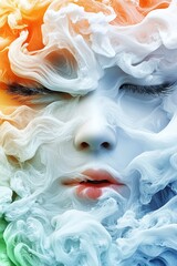 Ethereal Portrait with Colorful Smoke Effects