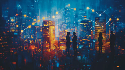 Obraz premium Hacker are planning to hack and attack networks and cyber security systems. Smart Innovation city with connection future wireless digital city and social media networking over the cityscape.