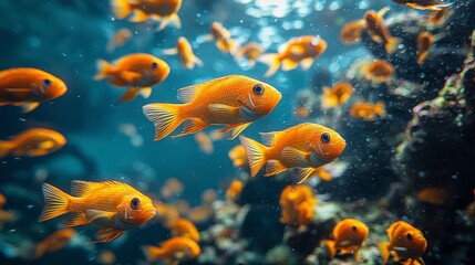 Orange Fish Underwater School