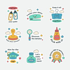 Fototapeta premium Chibi Student Sticker Set With Text V3