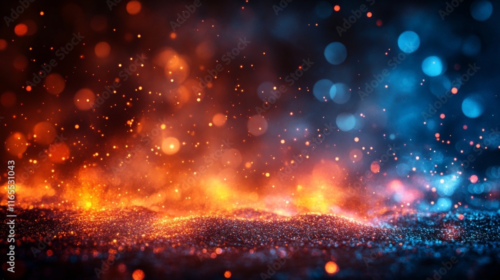 Poster abstract background, fire and ice effect with sparks and bokeh, ideal for design projects
