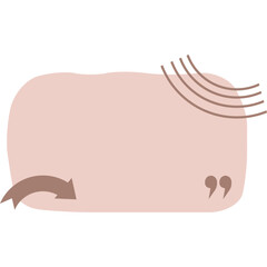 Modern Minimalist Quote Template: A soft, muted pink speech bubble with a brown curved arrow and quotation marks, perfect for highlighting inspiring words.